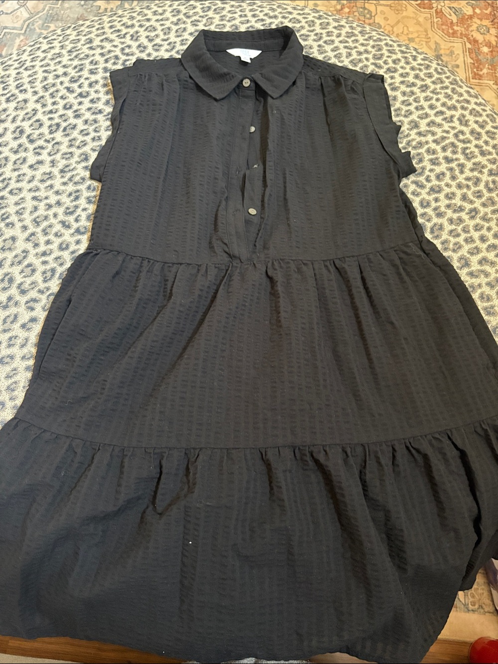 Time and Tru Black Sleeveless Button-Front Tiered Dress